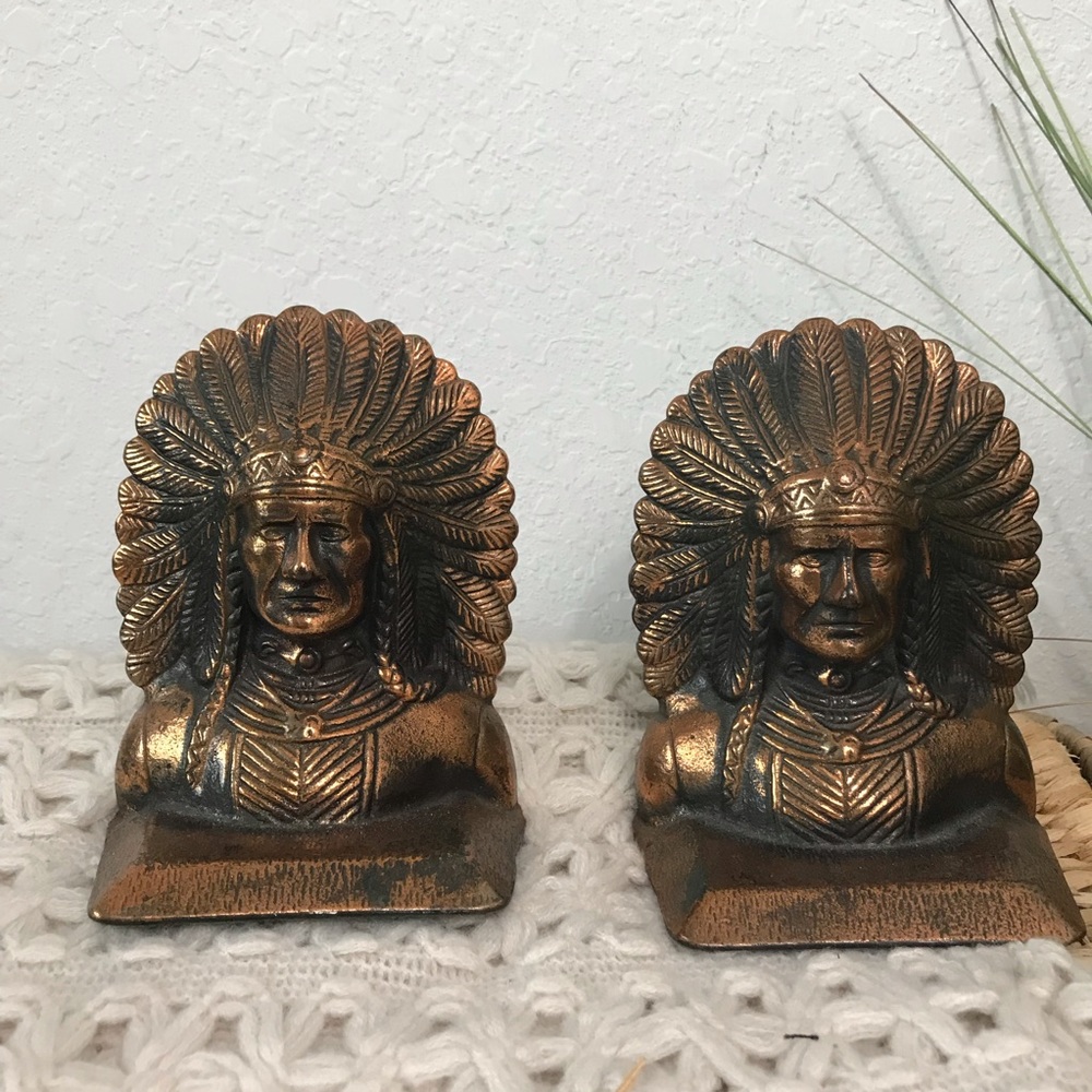 VINTAGE VERONA INDIAN CHIEF BOOKENDS